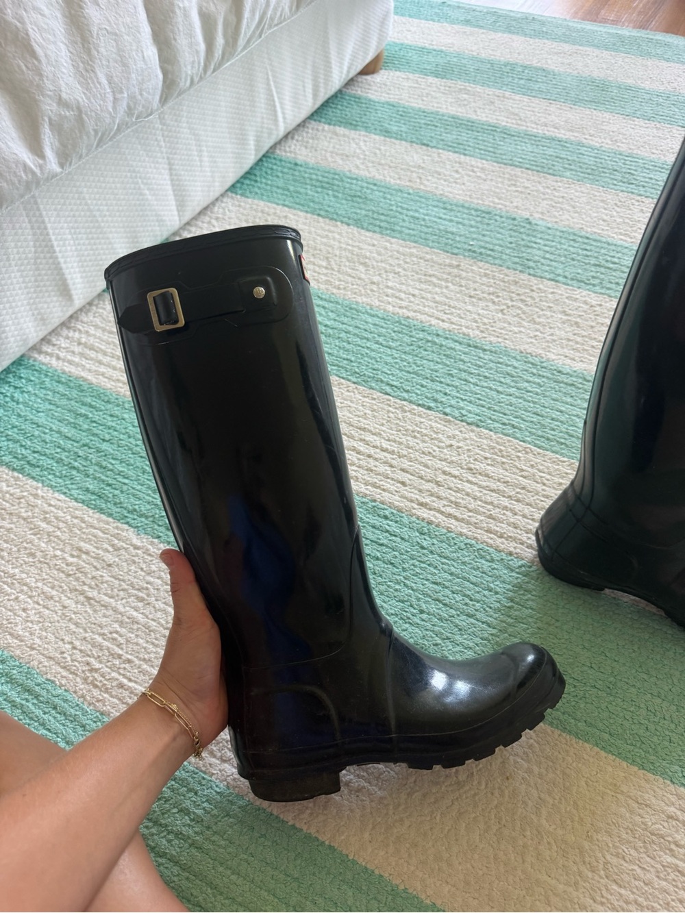 Hunter Women's Tall Gloss Rain Boots - Black - Picture 6 of 7